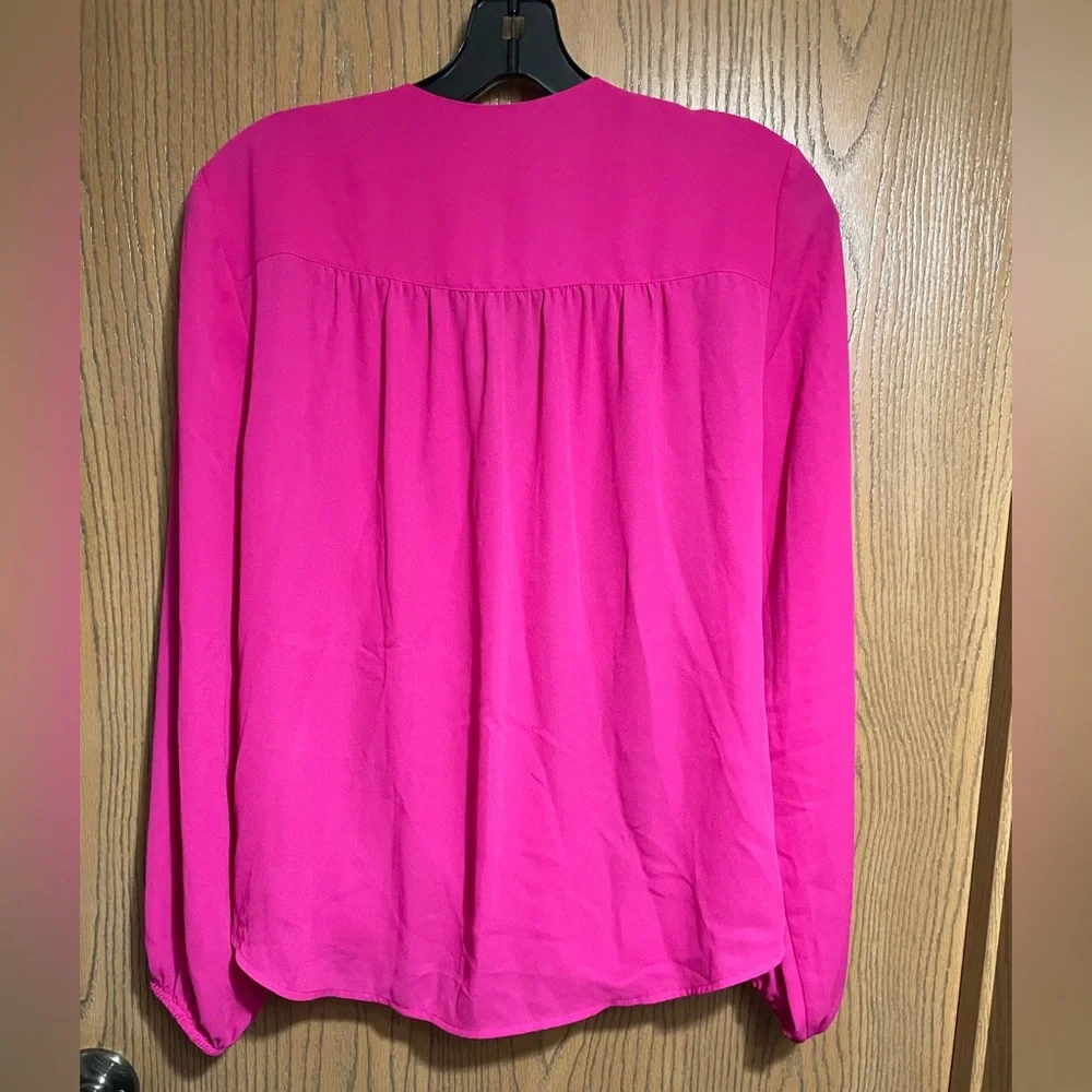 EUC INC Faux Wrap Fuchsia Blouse with Long Sleeves